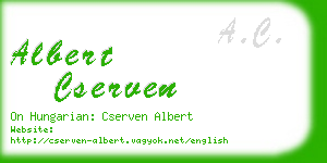 albert cserven business card